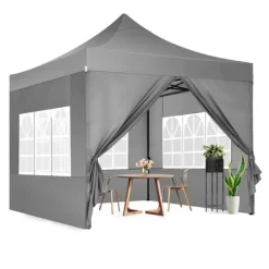 Hot Pavillon, Vandtæt baldakin, Justerbar højde,Grå, 3x3m Telte & Lysthuse