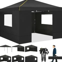New Pavillon, Vandtæt Stof, Udskiftelige Sidevægge,Sort Telte & Lysthuse