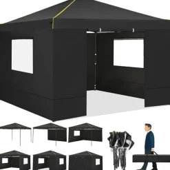 New Pavillon, Vandtæt Stof, Udskiftelige Sidevægge,Sort Telte & Lysthuse