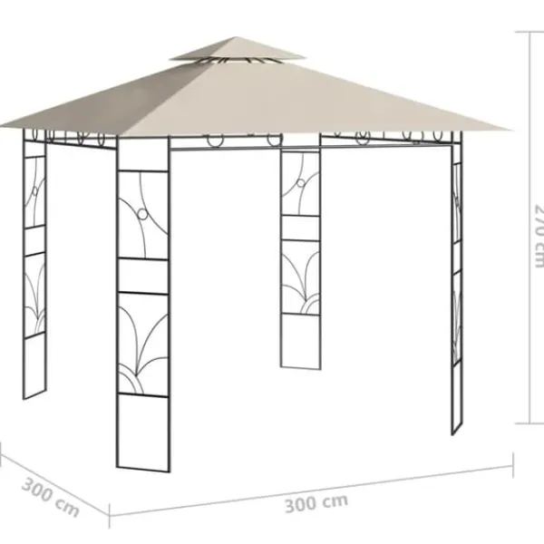 Telte & Lysthuse^Pavillon 3x3 m - Stabilt udendørstelt til fester og picnics | Farve: Creme | Størrelse: 3x3x2,7 m