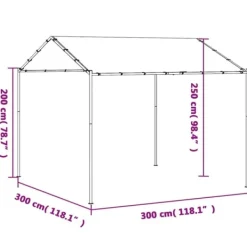 Telte & Lysthuse^Pavillon 3x3 m i stål og vandafvisende stof | Farve: Antracitgrå