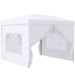 Best Pavillon 3x3 m med 4 sidevægge & vinduer, UV-beskyttelse, stål/oxford, taske, hvid Telte & Lysthuse