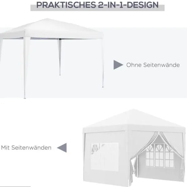 Best Pavillon 3x3 m med 4 sidevægge & vinduer, UV-beskyttelse, stål/oxford, taske, hvid Telte & Lysthuse