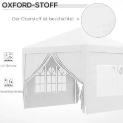 Best Pavillon 3x3 m med 4 sidevægge & vinduer, UV-beskyttelse, stål/oxford, taske, hvid Telte & Lysthuse