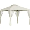 Pavillon 3x3 m med 4 sidevægge, metal/polyester, cremehvid – vejrbestandig Telte & Lysthuse