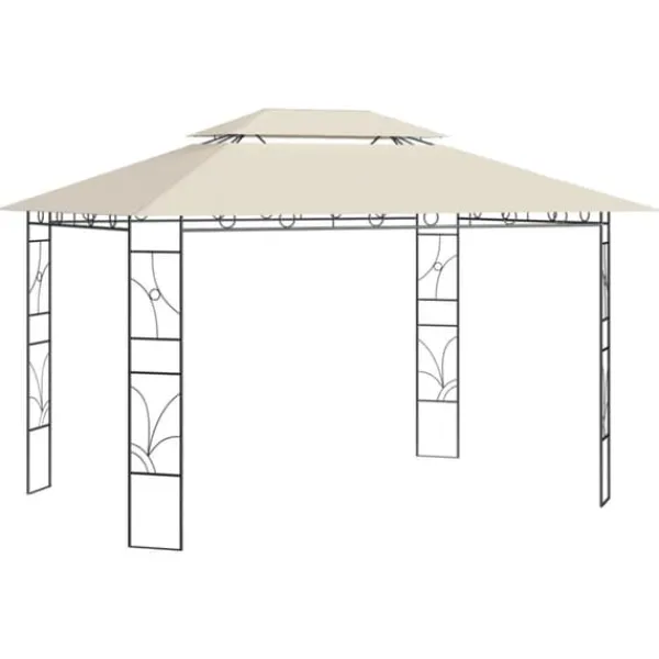 Discount Pavillon 4x3 m med massiv stålkonstruktion - Udendørs telt | Farve: Creme | Størrelse: 4x3x2,7 m Telte & Lysthuse