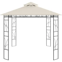 Discount Pavillon 4x3 m med massiv stålkonstruktion - Udendørs telt | Farve: Creme | Størrelse: 4x3x2,7 m Telte & Lysthuse