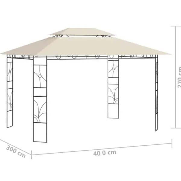 Discount Pavillon 4x3 m med massiv stålkonstruktion - Udendørs telt | Farve: Creme | Størrelse: 4x3x2,7 m Telte & Lysthuse