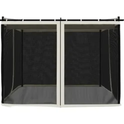 Online Pavillon 3x3 m med mesh-vægge - Stål | Farve: Cremefarvet Buer, Spalier, Lysthuse Uden Tag