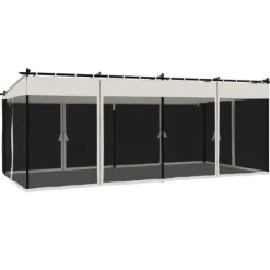 Sale Pavillon 6x3 m med mesh-vægge i stål | Farve: Creme Buer, Spalier, Lysthuse Uden Tag