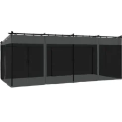 Best Pavillon 6x3 m med mesh-vægge og stålramme | Farve: Antracitgrå Buer, Spalier, Lysthuse Uden Tag