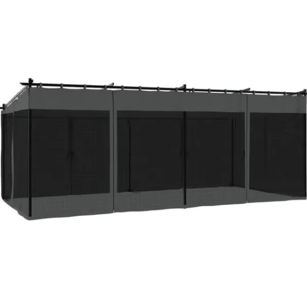 Best Pavillon 6x3 m med mesh-vægge og stålramme | Farve: Antracitgrå Buer, Spalier, Lysthuse Uden Tag