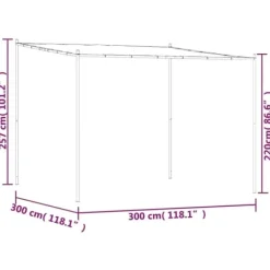 Buer, Spalier, Lysthuse Uden Tag^Pavillon 3x3 m med vandafvisende stof og robust stålramme | Farve: Hvid | Størrelse: 3x3 m