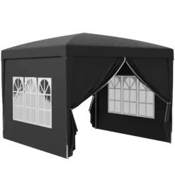 Telte & Lysthuse^Pavillon 3x3 m, vandafvisende og vinterbestandig pop-up UV-beskyttelse 50+, 4 sidevægge og taske, sort