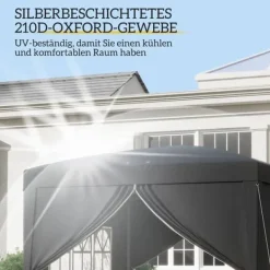 Telte & Lysthuse^Pavillon 3x3 m, vandafvisende og vinterbestandig pop-up UV-beskyttelse 50+, 4 sidevægge og taske, sort