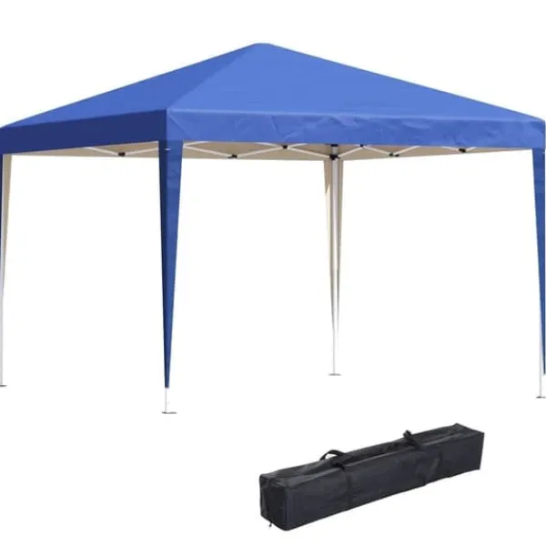 Telte & Lysthuse^Pavillon 3x3 m, vandtæt og vinterbestandig pop-up med UV-beskyttelse, foldbar, taske, blå