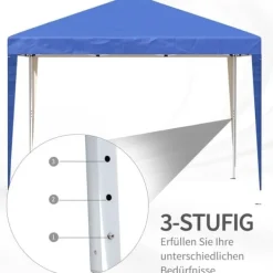 Telte & Lysthuse^Pavillon 3x3 m, vandtæt og vinterbestandig pop-up med UV-beskyttelse, foldbar, taske, blå