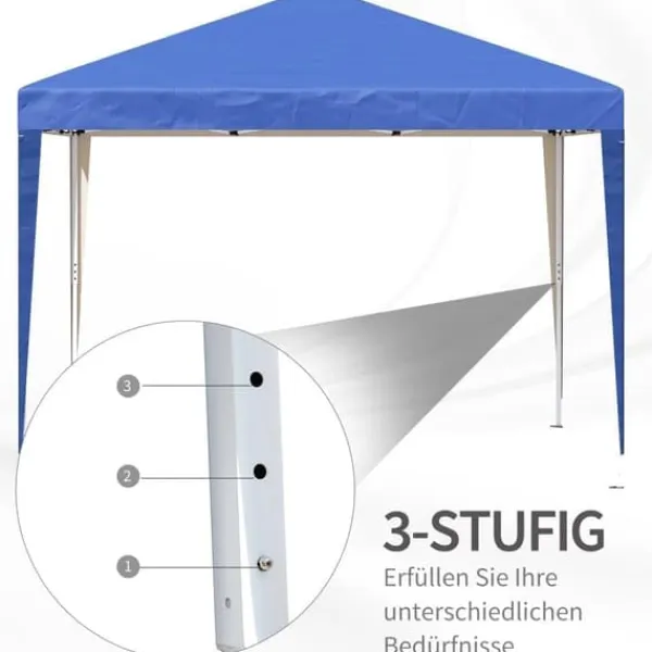 Telte & Lysthuse^Pavillon 3x3 m, vandtæt og vinterbestandig pop-up med UV-beskyttelse, foldbar, taske, blå