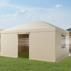 Pavillonovertræk 3,68x4,9 m Beige, PE-materiale, vejrbestandig opbevaring Telte & Lysthuse
