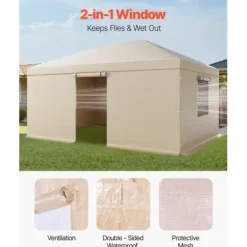 Pavillonovertræk 3,68x4,9 m Beige, PE-materiale, vejrbestandig opbevaring Telte & Lysthuse