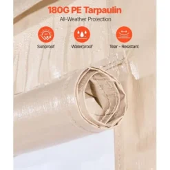 Pavillonovertræk 3,68x4,9 m Beige, PE-materiale, vejrbestandig opbevaring Telte & Lysthuse
