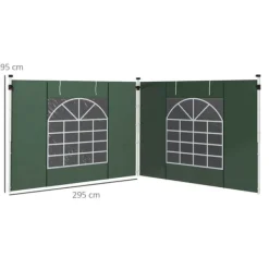 Best Pavillonsider 2-pak 3x3/3x6 m, vinduer & velcro, vandtætte oxford, grønne Telte & Lysthuse