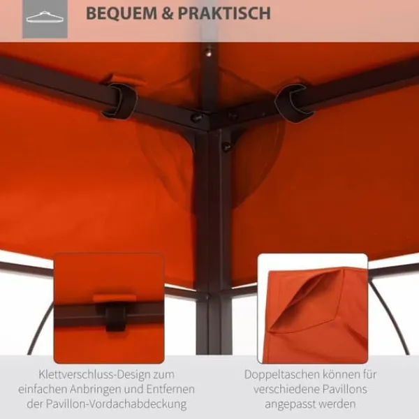 Pavillontag 3x4 m, erstatningstag i polyester, rust­rød Telte & Lysthuse