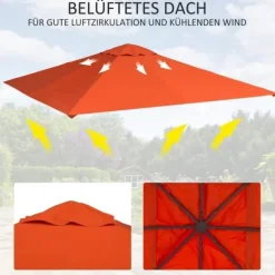 Telte & Lysthuse^Pavillontag 2,98x2,95 m, solbeskyttelse i polyester, orange