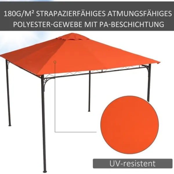 Telte & Lysthuse^Pavillontag 2,98x2,95 m, solbeskyttelse i polyester, orange