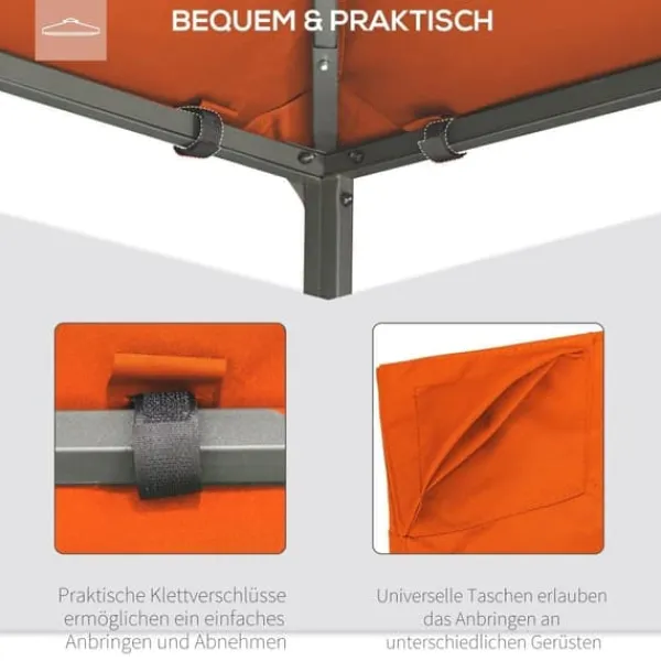 Telte & Lysthuse^Pavillontag 2,98x2,95 m, solbeskyttelse i polyester, orange