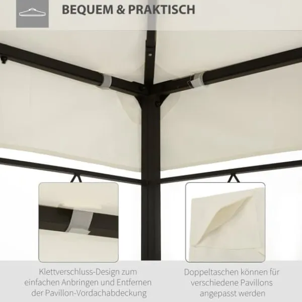 Telte & Lysthuse^Pavillontag 4x3 m til metalpavillon, med dræningshul, polyester, cremehvid
