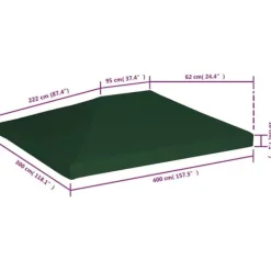 Clearance Pavillontopdække 310 g/m² - Holdbart og vandresistent | Farve: Grøn | Størrelse: 4 x 3 m Telte & Lysthuse