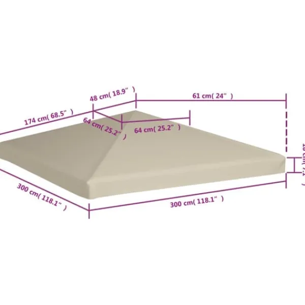 Telte & Lysthuse^Pavillontopdække 310 g/m² 3x3 m beige - Pavillontopdække - Pavillontopdækker - Home & Living