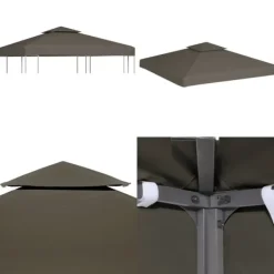 Telte & Lysthuse^Pavillontopdække i 2 lag 3x3 m 310 g/m² gråbrun - Pavillontopdække - Pavillontopdækker - Home & Living