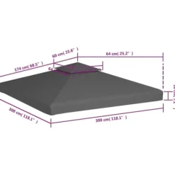 Telte & Lysthuse^Pavillontopdække i 2 lag 3x3 m 310 g/m² gråbrun - Pavillontopdække - Pavillontopdækker - Home & Living