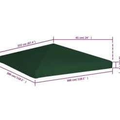 Online Pavillontopdække 3x3 m - Vandresistent polyester | Farve: Grøn | 310 g/m² Telte & Lysthuse