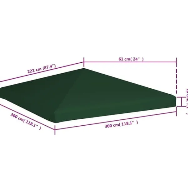 Online Pavillontopdække 3x3 m - Vandresistent polyester | Farve: Grøn | 310 g/m² Telte & Lysthuse