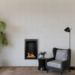 Pejse^Pejs Bio pejs Vægmonteret biopejs ethanol pejs VERTICAL 61 cm x 39 cm x 12 cm sort økologisk pejs