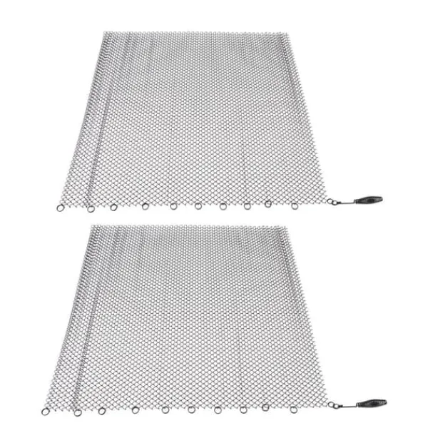 Tilbehør Til Brændeovne & Pejse^Pejs Mesh Screen Gardin 2 brede paneler Hængende erstatningsskærme til hjemmet Brændeovn Pejs Sort 24x22in