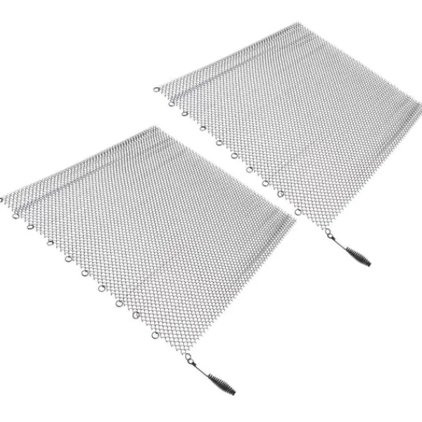 Tilbehør Til Brændeovne & Pejse^Pejs Mesh Screen Gardin 2 brede paneler Hængende erstatningsskærme til hjemmet Brændeovn Pejs Sort 24x22in
