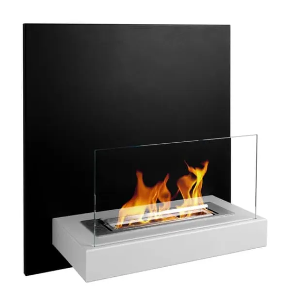 Pejse^Pejse Bio-pejs BOARD vægmonteret biopejs 45 cm x 47 cm x 16,5 cm med glas kan bruges som whiteboard sort / hvid økologisk pejs