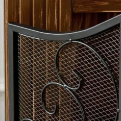 Sale Pejsenet gnistskærm, foldbar 3-panel, vintage, metal, sort Tilbehør Til Brændeovne & Pejse