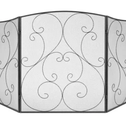 Sale Pejseskærm 3 paneler, robust jernnet, 122x76,7 cm gnistbeskyttelse. Fritstående, ingen montering nødvendig - perfekt til stuen Tilbehør Til Brændeovne & Pejse