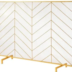 Tilbehør Til Brændeovne & Pejse^Pejseskærm i enkeltpanel, robust jernnet. Mål: 980(L) x 758(H) mm. Nem installation, fritstående gnistbeskyttelse til moderne stuer.