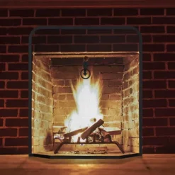 Tilbehør Til Brændeovne & Pejse^Pejseskærm, 61x54x9 cm, Sort
