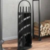 Tilbehør Til Brændeovne & Pejse^Pejsesæt 5 dele - Robust stål med dekorativt stativ | Størrelse: 23x15x66 cm