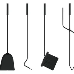 Tilbehør Til Brændeovne & Pejse^Pejsesæt 5 dele - Robust stål med dekorativt stativ | Størrelse: 23x15x66 cm