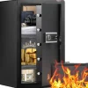 New Pengeskab 3,5 cu.ft med nøglelås, adgangskode og fingeraftryk, enkeltdørs, sort Pengeskabe