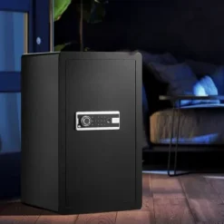 New Pengeskab 3,5 cu.ft med nøglelås, adgangskode og fingeraftryk, enkeltdørs, sort Pengeskabe