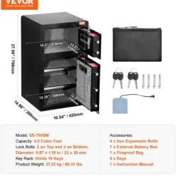 Sale Pengeskab, 4,5 cu.ft, 70x42x38 cm, Sort, Stål Pengeskabe